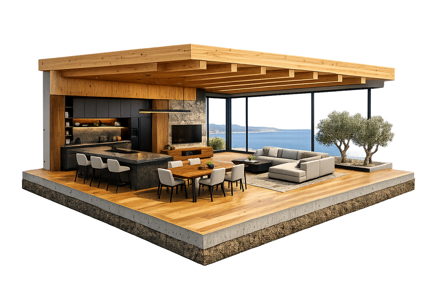 CLT villa structural render