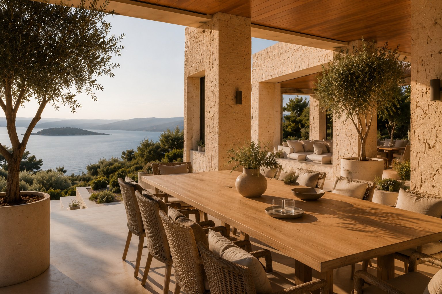 Land and villa setting in Greece