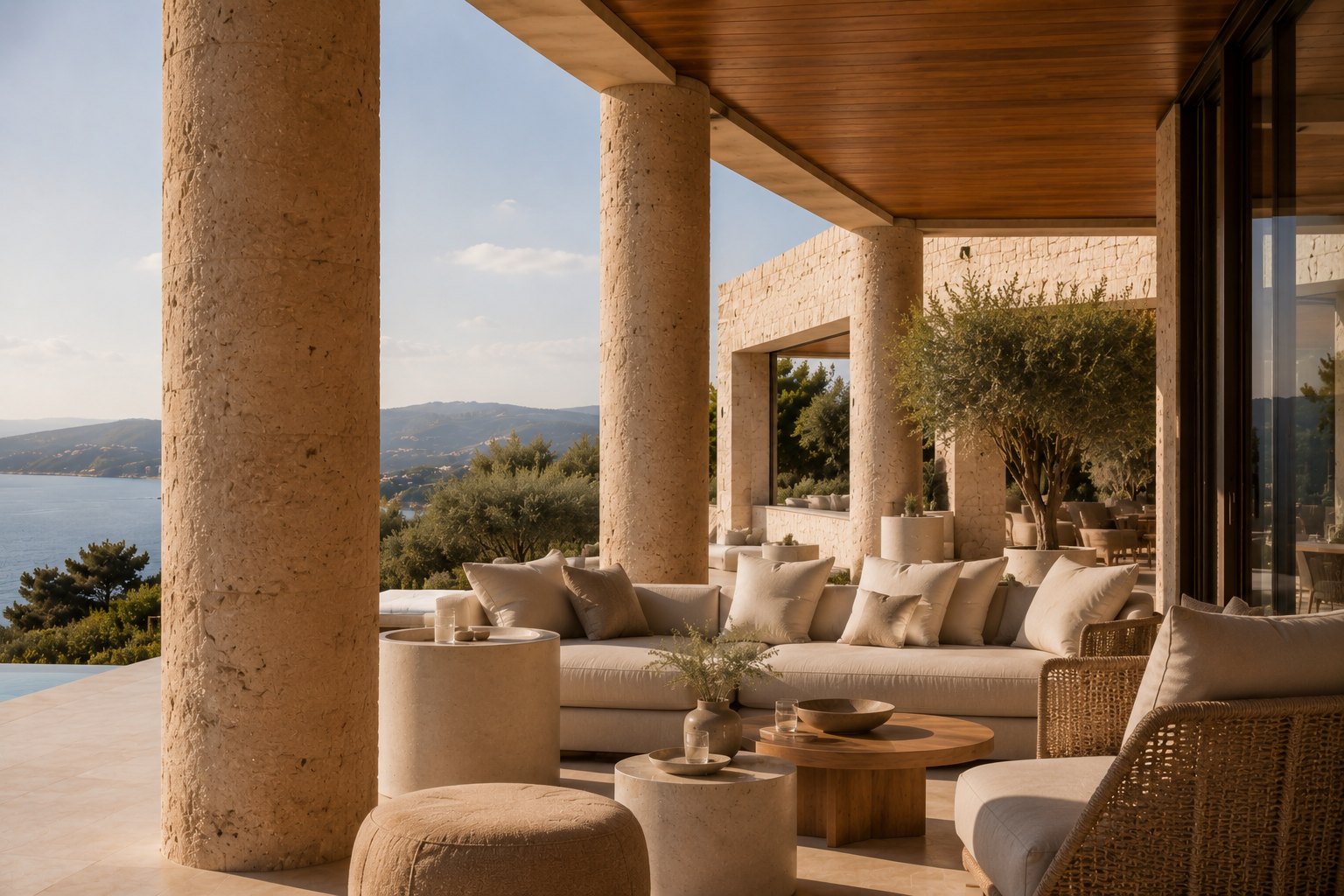 Outdoor living terrace in Greece